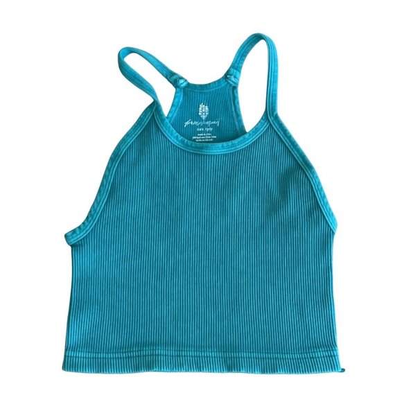 FREE PEOPLE MOVEMENT DEEP BALSAM TURQUOISE HAPPINESS  CROP TANK NWOT XS/S M/L - Picture 2 of 6